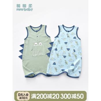 寶寶背心睡衣夏季兒童睡袍薄款純棉家居服小童睡袋男童空調服夏裝