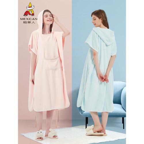 浴巾可穿式浴袍女夏季可裹吸水速干斗篷帶帽大人游泳男款四季通用