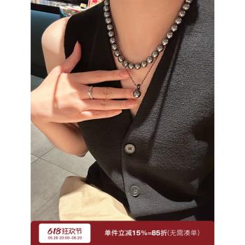 蜜蜂媽手作倪妮同款大溪地黑珍珠項鏈女新款輕奢高階感疊戴鎖骨鏈
