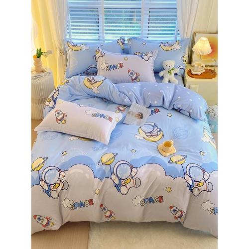 純棉四件套小碎花床單被套粉色床笠100%全棉三件套學生宿舍單人床