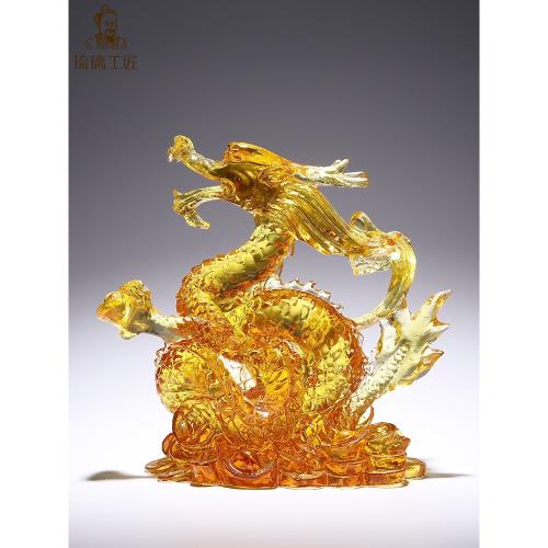 古法琉璃生肖龍擺件玄關客廳裝飾品水晶龍工藝品手辦中國龍送老外|裝飾
