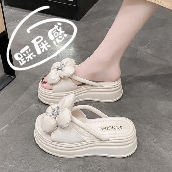 網紅仙女風花朵時尚涼鞋鬆糕厚底