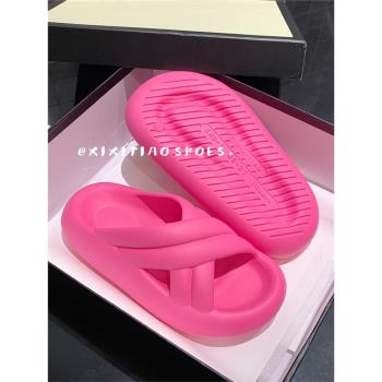 細細條厚底交叉帶女夏季ins涼鞋