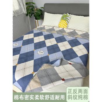 格子純棉四季床蓋單件夾棉床單絎縫雙面斜紋全棉榻榻米衍縫褥墊子