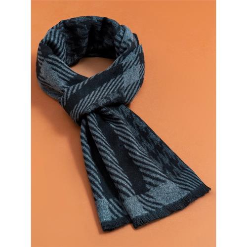 中老年人圍巾男款冬季加厚中年老人爸爸爺爺格子男士圍脖保暖禮盒