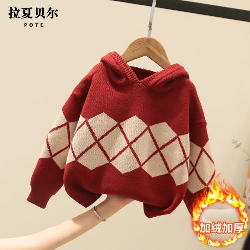 拉夏貝爾童裝女童毛衣冬裝線衣2025新款洋氣兒童秋冬加厚針織上衣