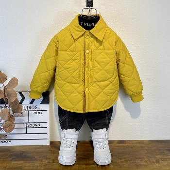 童裝男童秋冬裝棉外套2023新款兒童冬季加厚棉服寶寶棉襖時髦上衣