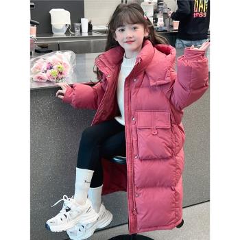 冬季加厚中長款大童女孩羽絨棉服