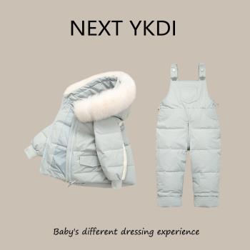 英國NEXT秋冬款嬰兒羽絨服套裝男女寶寶保暖棉衣外套兒童兩件套厚