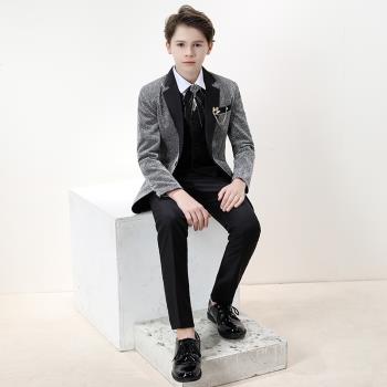 套裝英倫風小男孩中大童灰色禮服