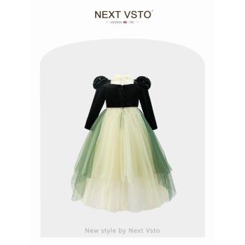 英國NEXT VSTO女童安娜公主裙秋冬新款女寶寶網紗絲絨禮服連衣裙