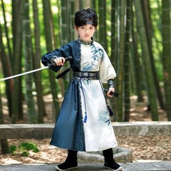 男童漢服宋朝服裝武俠風公子服小少爺男孩兒童古裝江湖劍客演出服