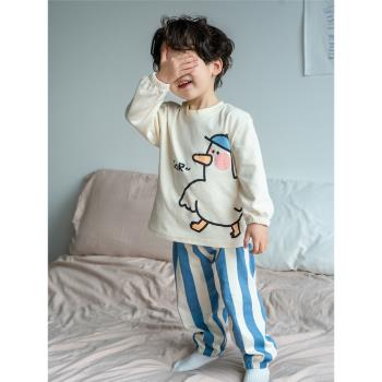 男童睡衣兒童春秋純棉長袖套裝寶寶柔軟寬松卡通小孩家居服春夏季