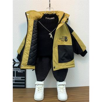 男童棉服2023新款洋氣夾棉兒童裝衣服加厚外套秋冬男孩冬裝沖鋒衣