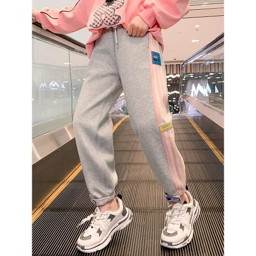 女童褲子春秋款衛褲2025新款兒童灰色運動褲女大童秋季束腳休閑褲