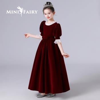 秋冬絲絨六一兒童宮廷風晚禮服