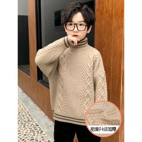 男童毛衣2025新款兒童秋冬款中大童冬季高領男孩針織衫加厚冬裝潮