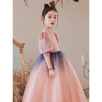 高階兒童小女孩鋼琴演奏秋冬禮服