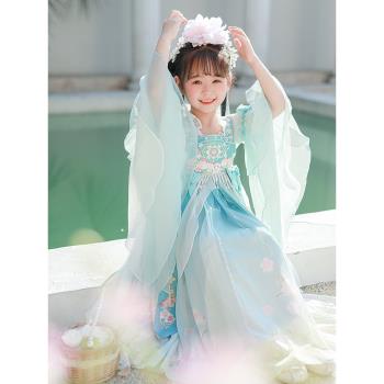 春秋款漢服超仙古裝襦裙小女孩中國風女童古風連衣裙兒童唐裝夏季
