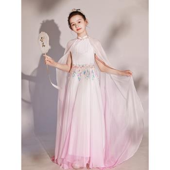 2024新款中國風女童彈古箏演出服中大童古琴演奏合唱禮服藝考服裝