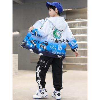 兒童裝男童春裝套裝春秋款2025新款中大童酷帥衣服運動春季男孩潮