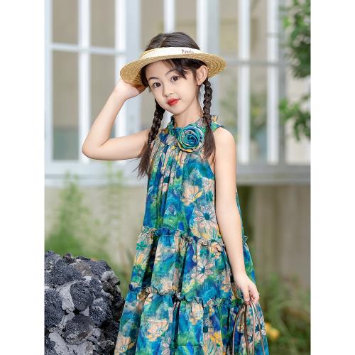 女童連衣裙夏季2024新款洋氣兒童夏裝女孩小清新女大童超好看裙子