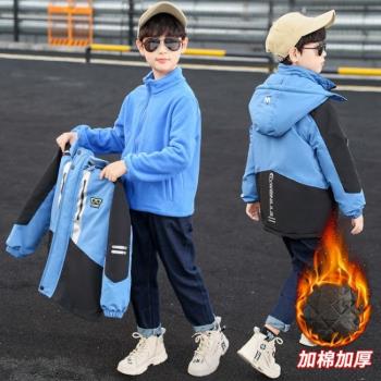 夾棉加厚沖鋒衣中大童秋冬款外套