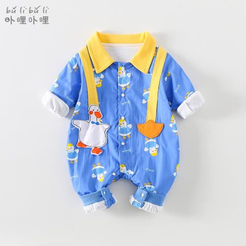 可愛春季小鴨子外出服雙層連體衣