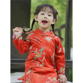 春秋復古中式禮服寶寶女童旗袍