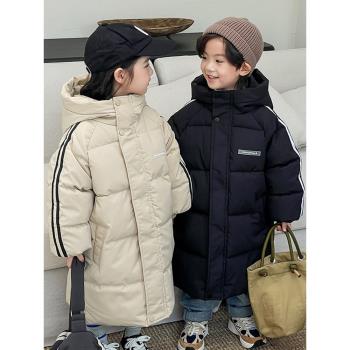 女童羽絨棉服2023新款兒童長款棉衣男童加厚中長款秋冬季外套棉襖