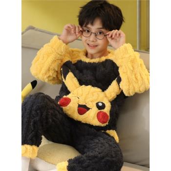 秋冬季法蘭絨卡通加厚款居服睡衣