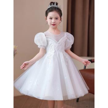 女童禮服輕奢小眾高階公主裙花童婚禮小女孩婚紗裙鋼琴演奏演出服