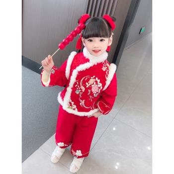 女童秋冬唐裝兒童拜年服冬季中國風寶寶周歲禮服女孩過年喜慶衣服