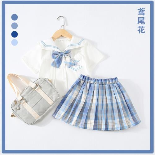 玉桂狗女童衣服連衣裙夏季洋氣兒童時髦大耳狗童裝jk裙子制服套裝