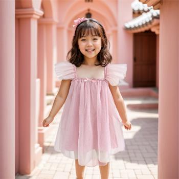 女童連衣裙夏裝女寶寶沙灘度假兒童公主裙派對蓬蓬裙紗裙嬰兒衣服