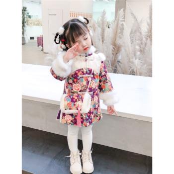 拜年服女童漢服秋冬款過年喜慶寶寶唐裝兒童中國風周歲禮服新年裝