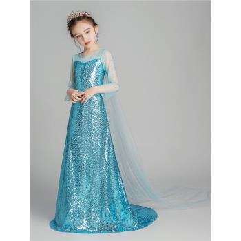 女王兒童晚禮服公主長拖尾愛莎