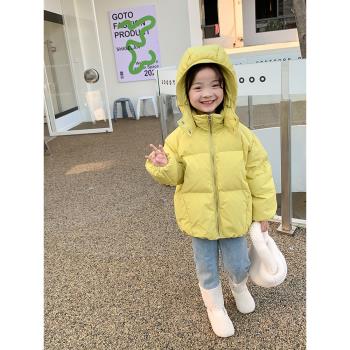 奶油泡芙花朵帽女童羽絨服90白鴨絨強防水防靜電兒童寶寶棉服外套