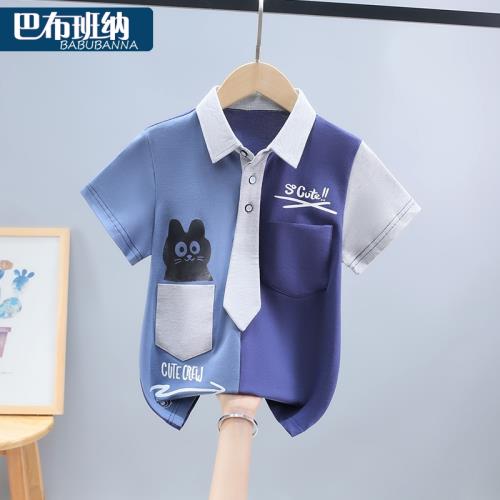 男童t恤短袖夏季2026新款兒童polo衫中大童上衣男孩體恤帥氣衣服