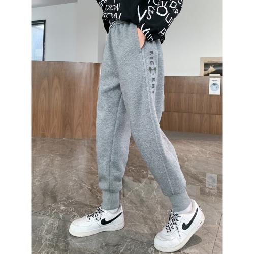 衛褲加絨炸街春秋裝黑色運動褲子