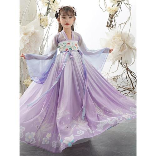 女童日常漢服春夏秋款兒童古裝中國風超仙連衣裙古風襦裙唐裝演出