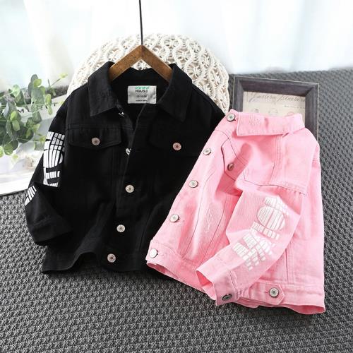 男童粉色外套春秋兒童工裝夾克2024秋季中大童寬松韓版休閑童裝潮