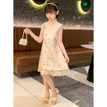 夏季改良古箏兒童演出服旗袍