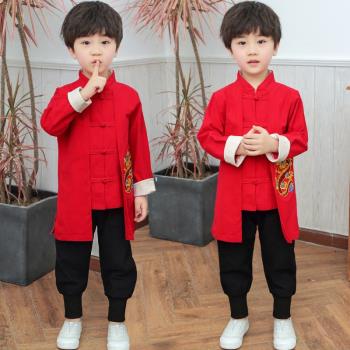 漢服男童中國風童裝寶寶國學服春秋表演男孩禮服唐裝兒童演出服