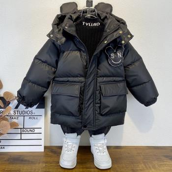男童冬季加厚羽絨服2024新款兒童白鴨絨棉衣帥寶寶中長款免洗棉服