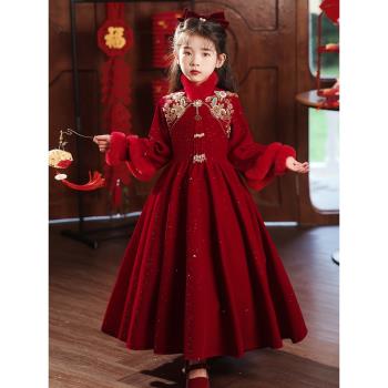 中國風秋冬季加厚兒童新年禮服