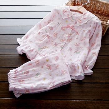 可愛春夏全棉紗布美樂蒂女孩睡衣