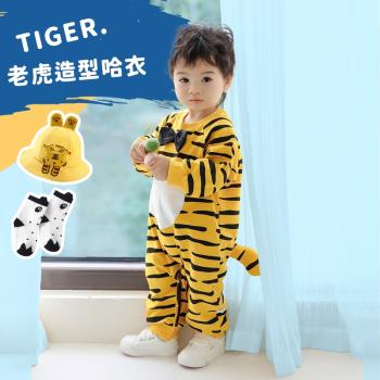 男寶寶衣服造型哈衣春秋純棉薄款嬰兒連體衣卡通印花新生兒爬服萌
