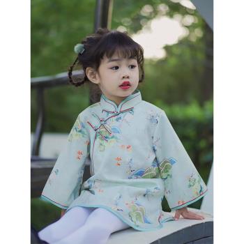 春秋季長袖中國古風禮服女童旗袍