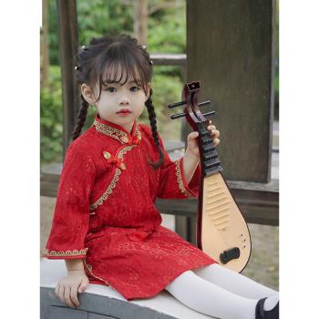 秋冬季中國古風宴會禮服女童旗袍